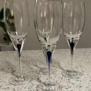 Orrefors Kostaboda White and Blue Drinkware Set. Price for 6.